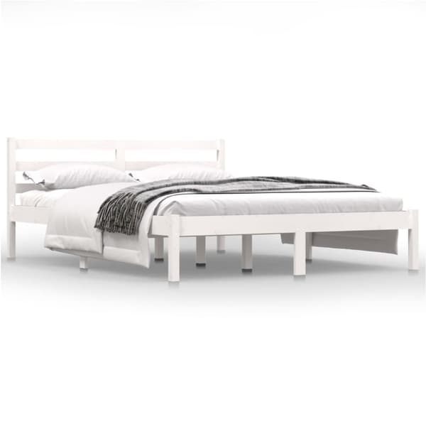 vidaXL sengeramme 140x190 cm massivt fyrretræ hvid - Senge & sengeramme