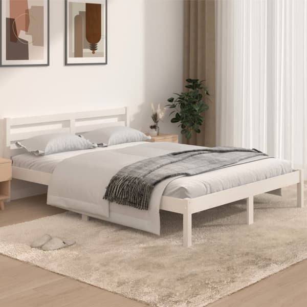 vidaXL sengeramme 140x190 cm massivt fyrretræ hvid - Senge & sengeramme