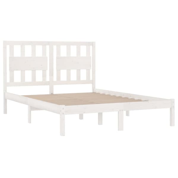 vidaXL sengeramme 200x200 cm massivt fyrretræ hvid - Senge & sengeramme