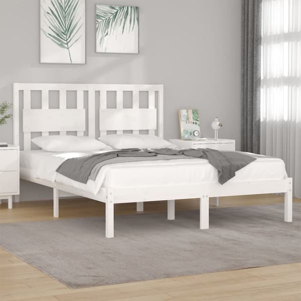 vidaXL sengeramme 200x200 cm massivt fyrretræ hvid - Senge & sengeramme