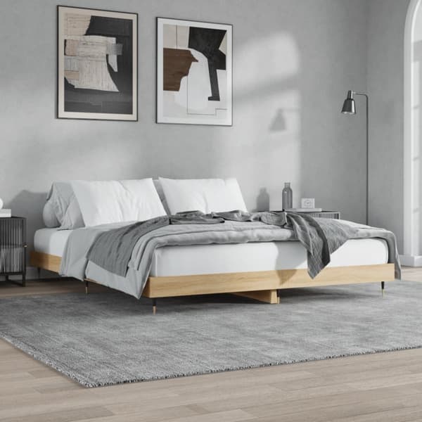 vidaXL sengestel 200x200 cm konstrueret træ sonoma-eg - Senge & sengeramme