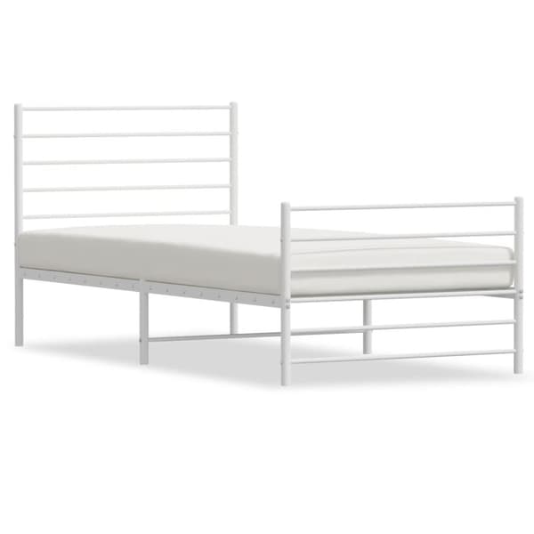 vidaXL Metallinen sängynrunko päädyillä valkoinen 80x200 cm - Sängyt & sängynrungot