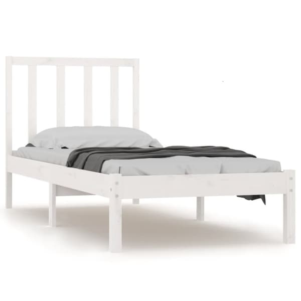 vidaXL Sängynrunko valkoinen täysi mänty 90x190 cm Single - Sängyt & sängynrungot