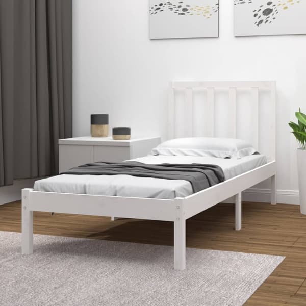 vidaXL Sängynrunko valkoinen täysi mänty 90x190 cm Single - Sängyt & sängynrungot