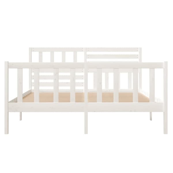 vidaXL Sängram massiv furu 120x190 cm vit -  Sängar & sängramar