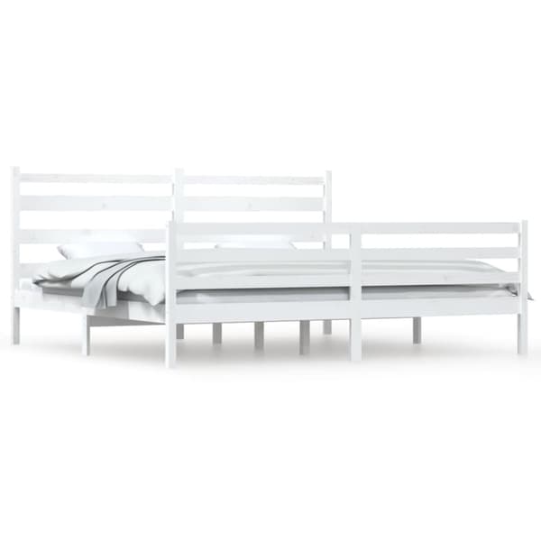 vidaXL sengeramme 200x200 cm massivt fyrretræ hvid -  Senge & sengeramme