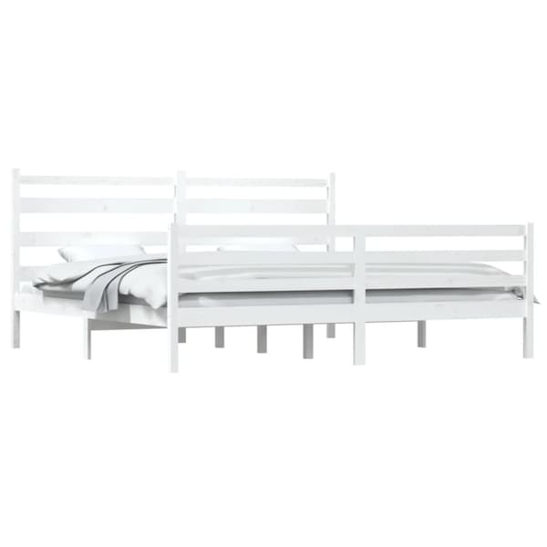 vidaXL sengeramme 200x200 cm massivt fyrretræ hvid -  Senge & sengeramme