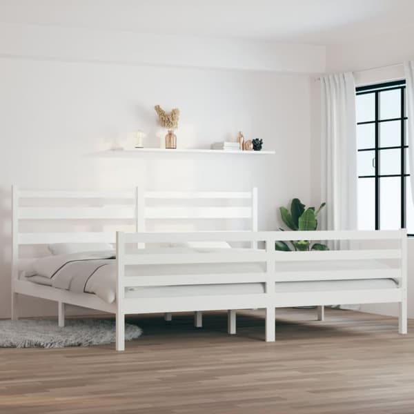 vidaXL sengeramme 200x200 cm massivt fyrretræ hvid -  Senge & sengeramme