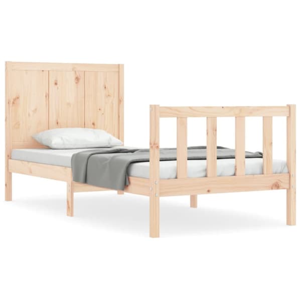 vidaXL Sängram med huvudgavel 90x200 cm massivt trä - Sängar & sängramar