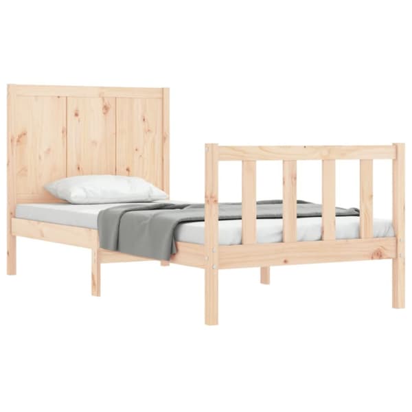 vidaXL Sängram med huvudgavel 90x200 cm massivt trä - Sängar & sängramar