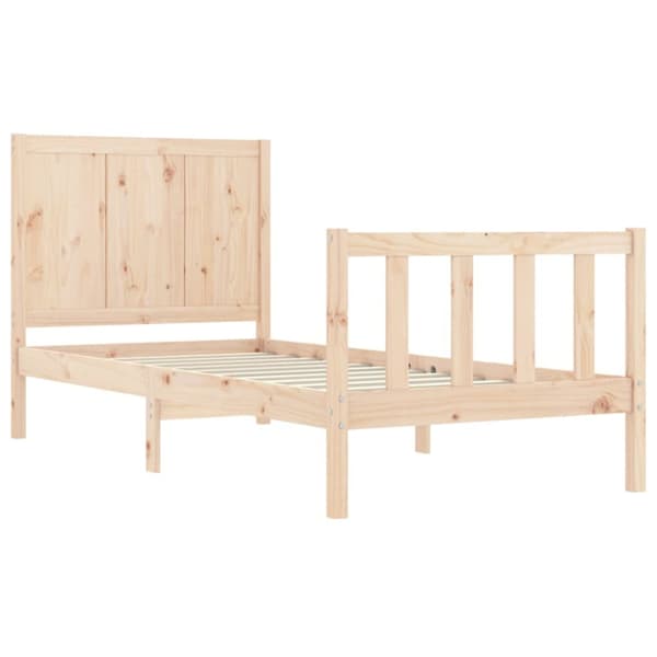 vidaXL Sängram med huvudgavel 90x200 cm massivt trä - Sängar & sängramar