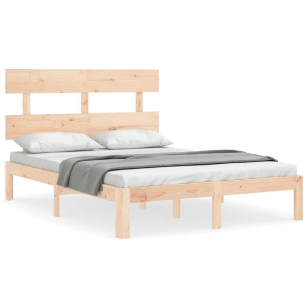 vidaXL sengeramme med sengegavl 140x200 cm massivt træ hvid -  Senge & sengeramme
