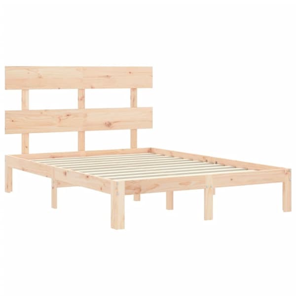 vidaXL sengeramme med sengegavl 140x200 cm massivt træ hvid -  Senge & sengeramme