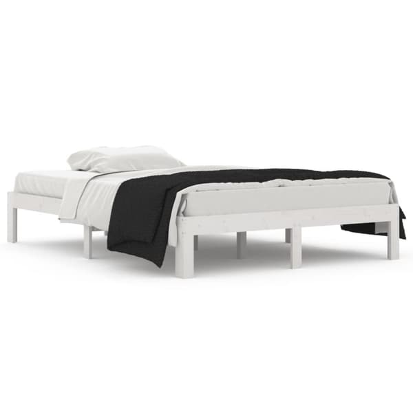 vidaXL sengeramme 135x190 cm dobbelt massivt fyrretræ hvid -  Senge & sengeramme