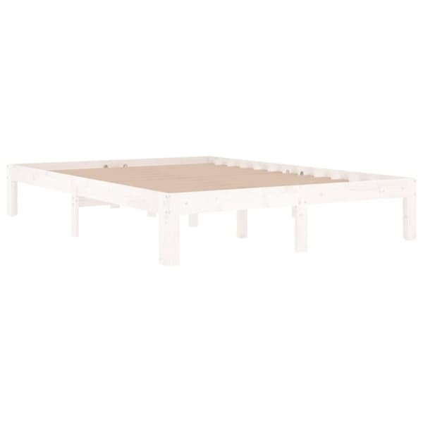 vidaXL sengeramme 135x190 cm dobbelt massivt fyrretræ hvid - Senge & sengeramme