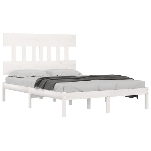 vidaXL sengeramme 140x200 cm massivt træ hvid -  Senge & sengeramme