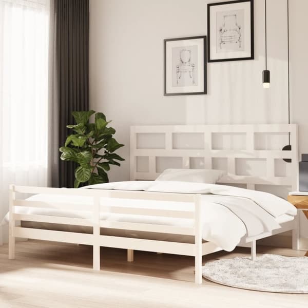 vidaXL Sängynrunko valkoinen täysi mänty 200 x 200 cm -  Sängyt & sängynrungot