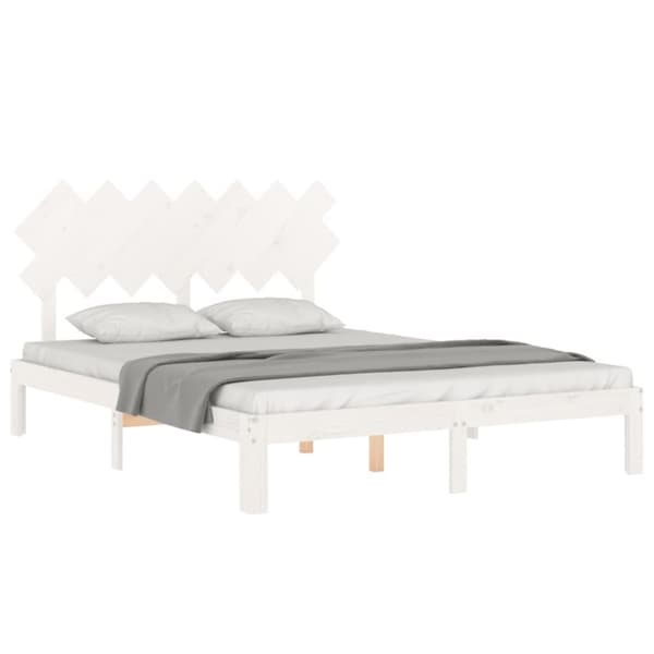 vidaXL Sängram med huvudgavel vit 140x190 cm massivt trä -  Sängar & sängramar