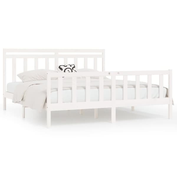 vidaXL sengeramme 200x200 cm massivt fyrretræ hvid -  Senge & sengeramme