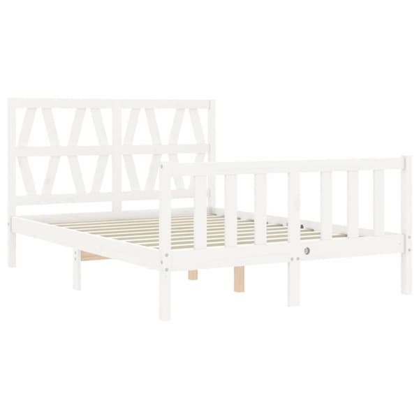 vidaXL Sängram med huvudgavel vit 120x200 cm massivt trä - Sängar & sängramar