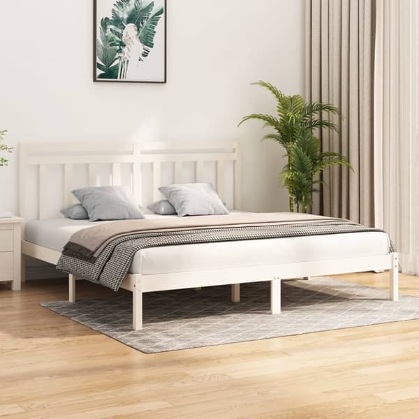 vidaXL sengeramme 200x200 cm massivt træ hvid -  Senge & sengeramme