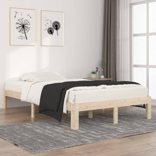 vidaXL Sängram massiv furu 120x200 cm -  Sängar & sängramar