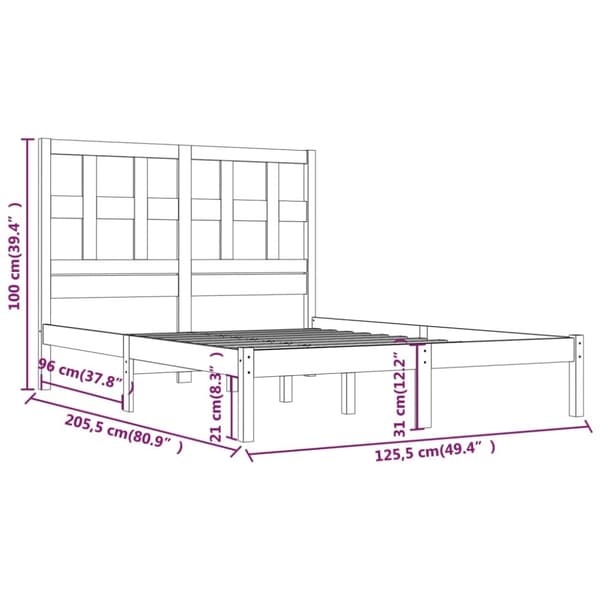 vidaXL Sängram vit massiv furu 120x200 cm enkelsäng - Sängar & sängramar