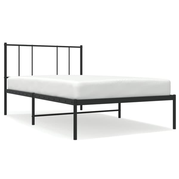 vidaXL sengeramme med sengegavl 75x190 cm metal sort - Senge & sengeramme