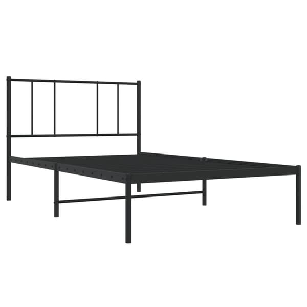 vidaXL sengeramme med sengegavl 75x190 cm metal sort -  Senge & sengeramme