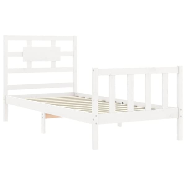 vidaXL Sängram med huvudgavel vit 90x200 cm massivt trä - Sängar & sängramar