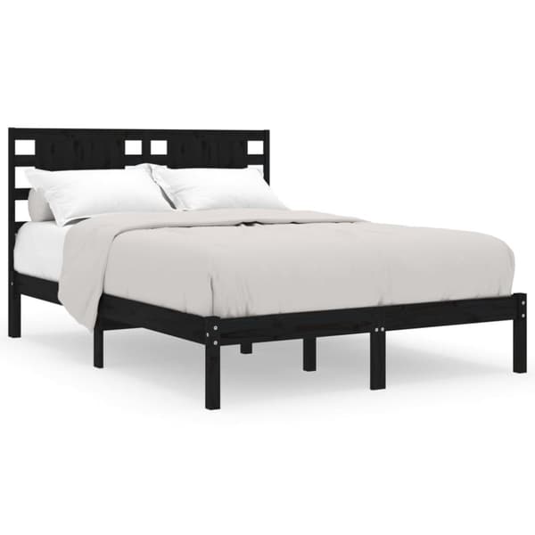 vidaXL sengeramme 200x200 cm massivt fyrretræ sort - Senge & sengeramme