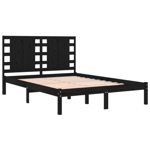 vidaXL sengeramme 200x200 cm massivt fyrretræ sort - Senge & sengeramme