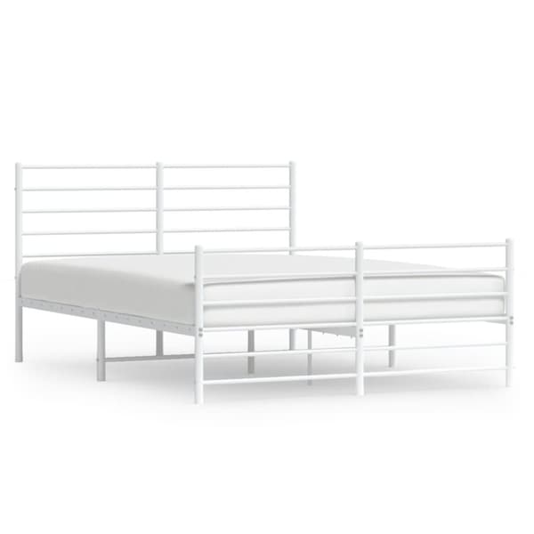 vidaXL sengeramme med sengegavl og fodgærde 120x190 cm metal hvid - Senge & sengeramme