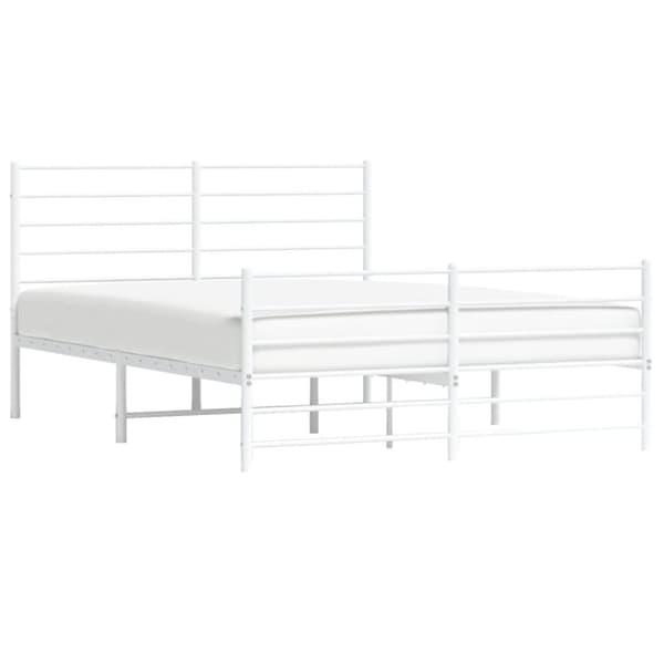 vidaXL sengeramme med sengegavl og fodgærde 120x190 cm metal hvid - Senge & sengeramme