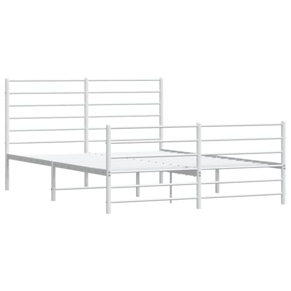 vidaXL sengeramme med sengegavl og fodgærde 120x190 cm metal hvid -  Senge & sengeramme