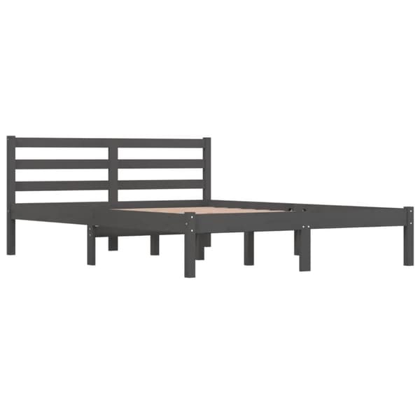 vidaXL sengeramme 135x190 cm dobbelt massivt fyrretræ grå - Senge & sengeramme