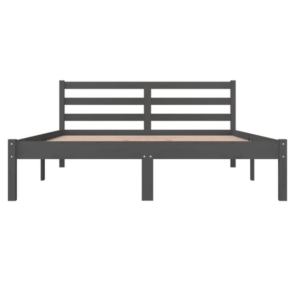 vidaXL sengeramme 135x190 cm dobbelt massivt fyrretræ grå - Senge & sengeramme
