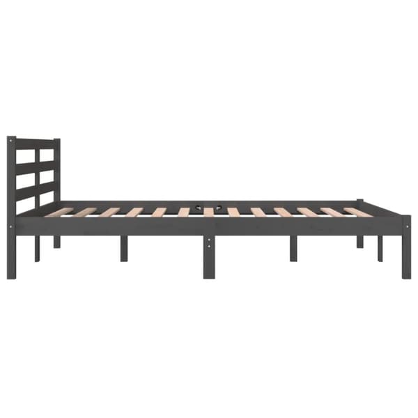 vidaXL sengeramme 135x190 cm dobbelt massivt fyrretræ grå - Senge & sengeramme