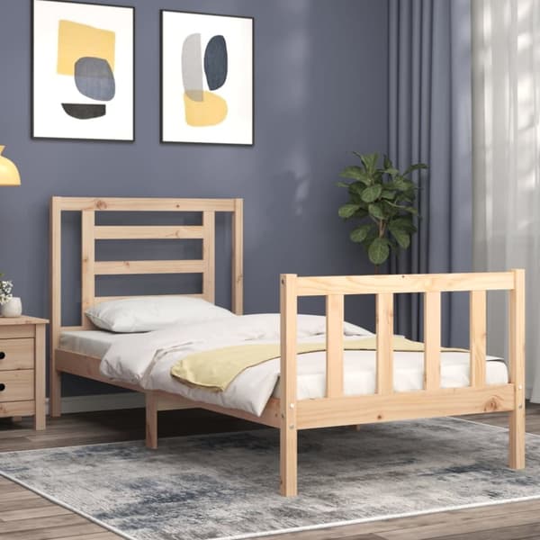 vidaXL sengeramme med sengegavl 90x200 cm massivt træ - Senge & sengeramme