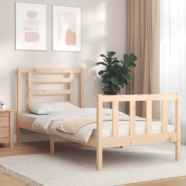 vidaXL sengeramme med sengegavl 90x200 cm massivt træ - Senge & sengeramme