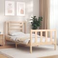 Miniatyrbillede 1 af 6: vidaXL sengeramme med sengegavl 90x200 cm massivt træ -  Senge & sengeramme