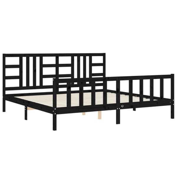 vidaXL Sängynrunko päädyllä musta 200x200 cm täysi puu - Sängyt & sängynrungot