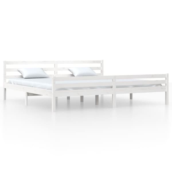 vidaXL sengeramme 200x200 cm massivt træ hvid -  Senge & sengeramme