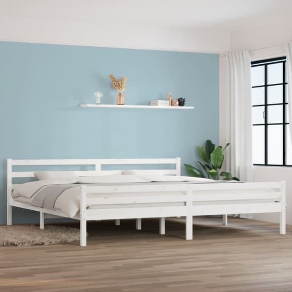 vidaXL sengeramme 200x200 cm massivt træ hvid -  Senge & sengeramme