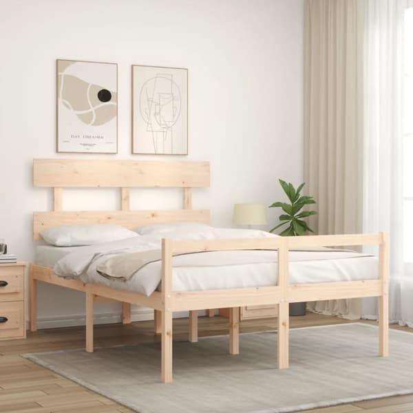 vidaXL seniorseng med sengegavl 140x200 cm massivt træ - Senge & sengeramme