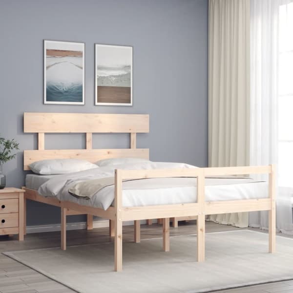 vidaXL seniorseng med sengegavl 140x200 cm massivt træ - Senge & sengeramme
