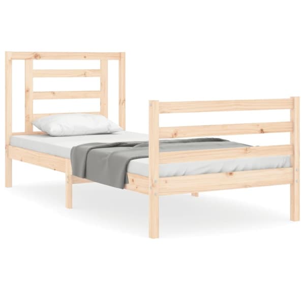 vidaXL Sängram med huvudgavel 90x200 cm massivt trä - Sängar & sängramar