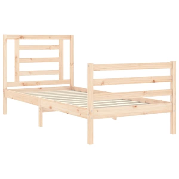 vidaXL Sängram med huvudgavel 90x200 cm massivt trä - Sängar & sängramar