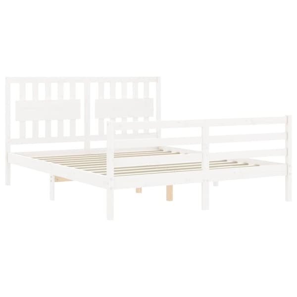 vidaXL sengeramme med sengegavl 160x200 cm massivt træ hvid - Senge & sengeramme