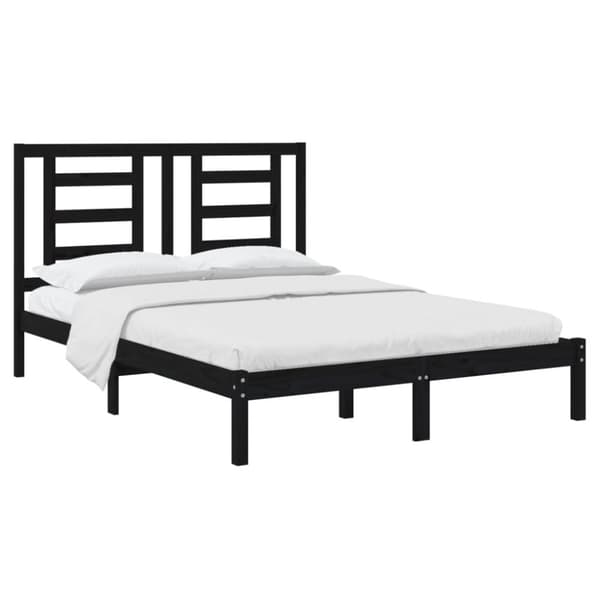 vidaXL sengeramme 140x190 cm massivt fyrretræ sort - Senge & sengeramme